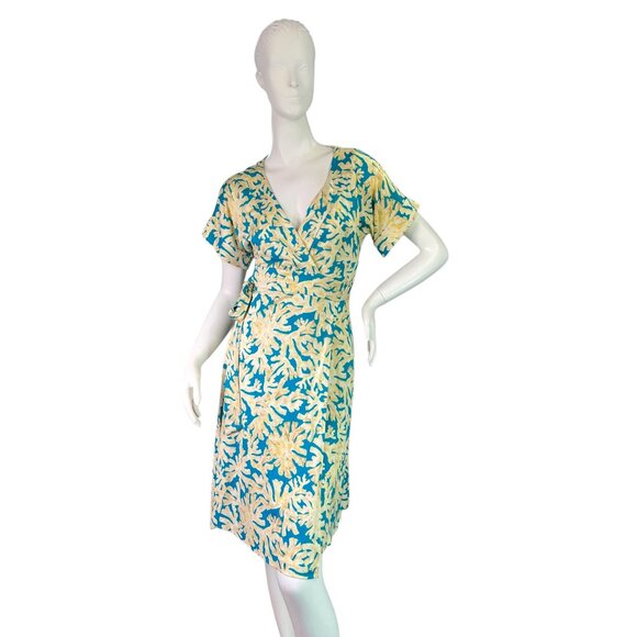 Diane Von Furstenberg TOBY Silk Jersey Wrap Dress Turquoise Barrier Reef Size 4 - Picture 1 of 8